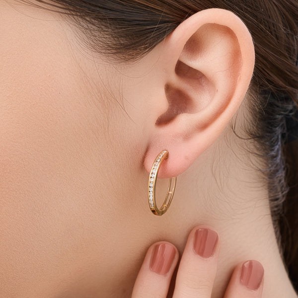 1/2 Carat Lab-Grown Diamond Round-Shaped Channel-Set Hoops — GILDED New York