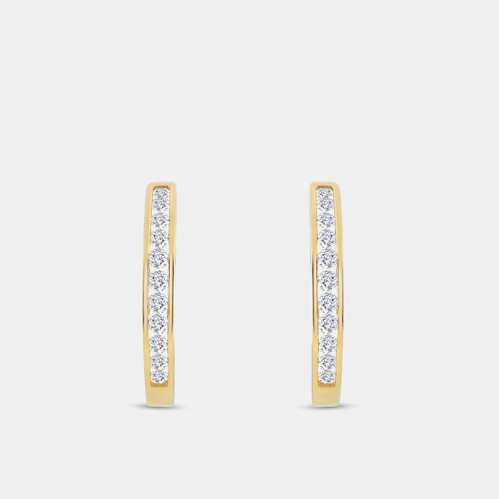 Gilded 1 Carat Lab-Grown Diamond Round-Shaped Channel-Set Hoops