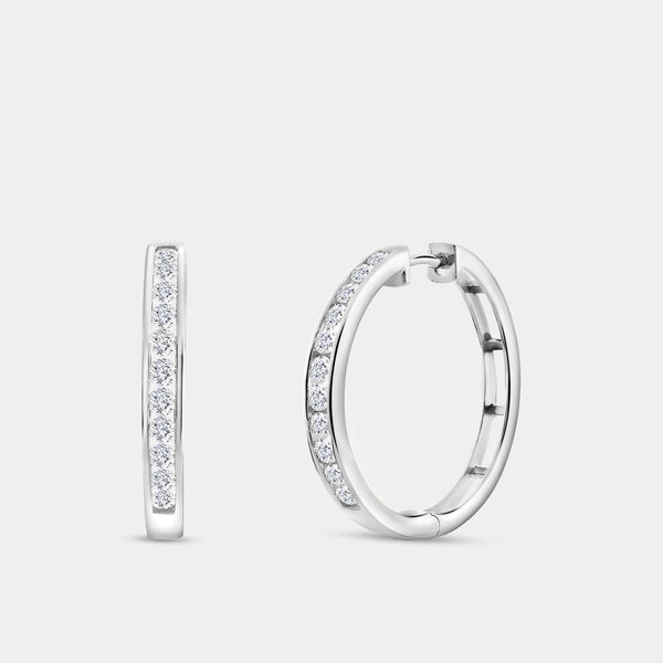 1 Carat Lab-Grown Diamond Round-Shaped Channel-Set Hoops — GILDED New York