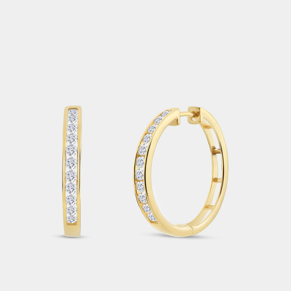 1 Carat Lab-Grown Diamond Round-Shaped Channel-Set Hoops — GILDED New York