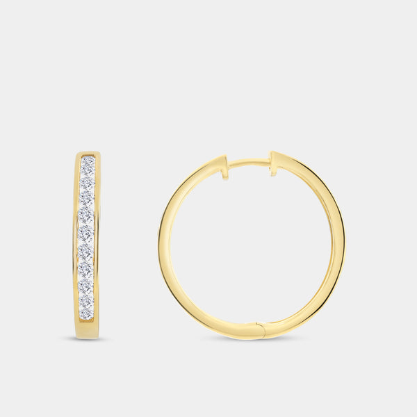 1 Carat Lab-Grown Diamond Round-Shaped Channel-Set Hoops — GILDED New York