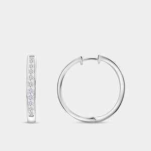Gilded 1 Carat Lab-Grown Diamond Round-Shaped Channel-Set Hoops