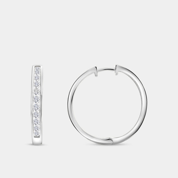1 Carat Lab-Grown Diamond Round-Shaped Channel-Set Hoops — GILDED New York