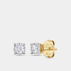 Gilded 1/4 Carat Lab-Grown Diamond Round-Shaped Solitaire Studs Set in an Illusion Plate