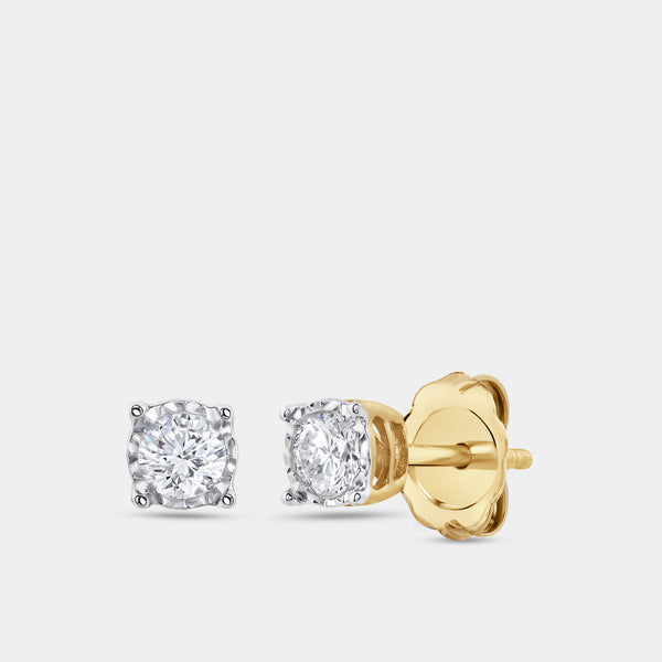 Gilded 1/4 Carat Lab-Grown Diamond Round-Shaped Solitaire Studs Set in an Illusion Plate