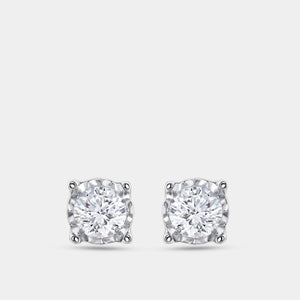 Gilded 1/4 Carat Lab-Grown Diamond Round-Shaped Solitaire Studs Set in an Illusion Plate