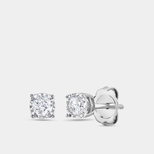 Gilded 1/4 Carat Lab-Grown Diamond Round-Shaped Solitaire Studs Set in an Illusion Plate