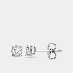 Gilded 1/4 Carat Lab-Grown Diamond Round-Shaped Solitaire Studs Set in an Illusion Plate