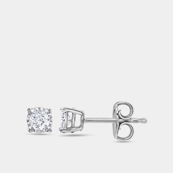 Gilded 1/4 Carat Lab-Grown Diamond Round-Shaped Solitaire Studs Set in an Illusion Plate