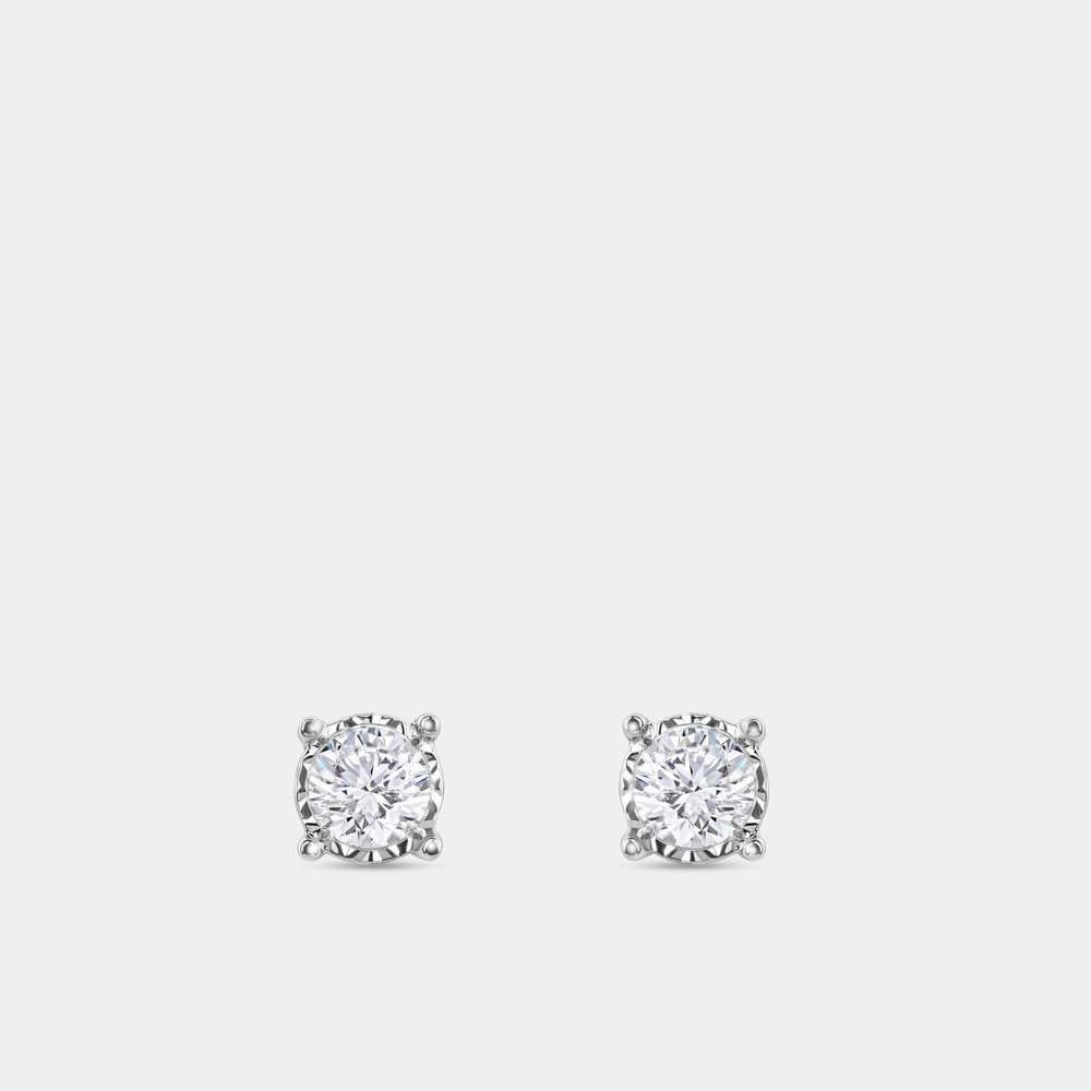 Gilded 1/2 Carat Lab-Grown Diamond Round-Shaped Solitaire Studs Set in an Illusion Plate