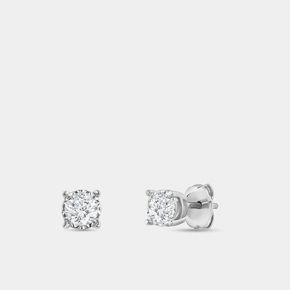 Gilded 1/2 Carat Lab-Grown Diamond Round-Shaped Solitaire Studs Set in an Illusion Plate