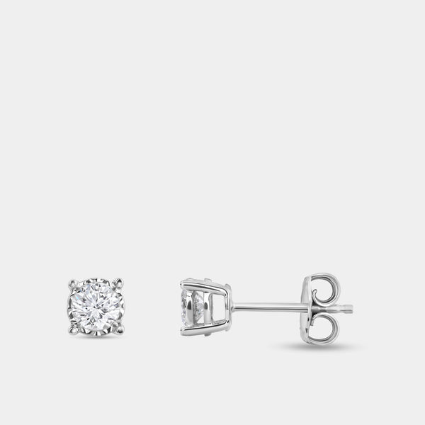 Gilded 1/2 Carat Lab-Grown Diamond Round-Shaped Solitaire Studs Set in an Illusion Plate