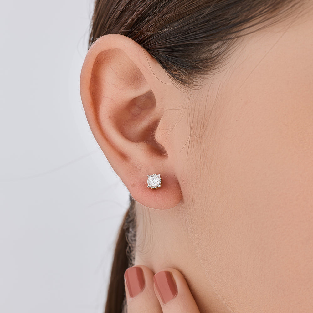 Gilded 1/2 Carat Lab-Grown Diamond Round-Shaped Solitaire Studs Set in an Illusion Plate
