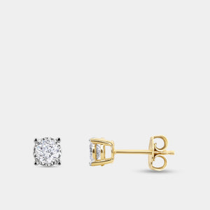 Gilded 1/2 Carat Lab-Grown Diamond Round-Shaped Solitaire Studs Set in an Illusion Plate