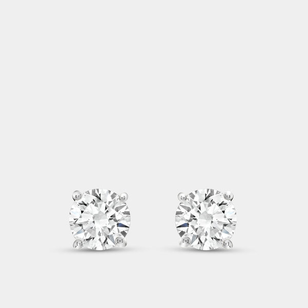 Gilded 1 and 1/2 Carat Lab-Grown Diamond Round-Shaped Stud Plus with a Side Hidden Halo