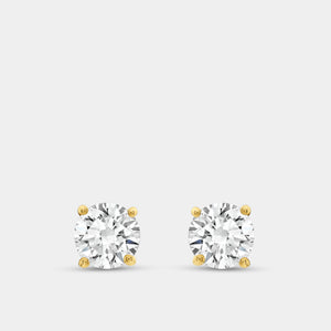 Gilded 1 and 1/2 Carat Lab-Grown Diamond Round-Shaped Stud Plus with a Side Hidden Halo