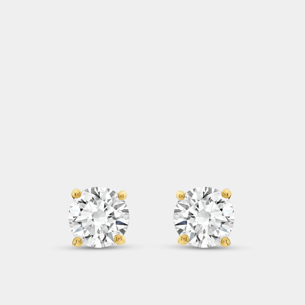 Gilded 1 and 1/2 Carat Lab-Grown Diamond Round-Shaped Stud Plus with a Side Hidden Halo