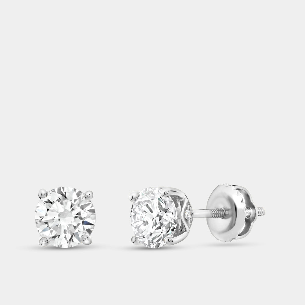 Gilded 1 and 1/2 Carat Lab-Grown Diamond Round-Shaped Stud Plus with a Side Hidden Halo