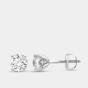 Gilded 1 and 1/2 Carat Lab-Grown Diamond Round-Shaped Stud Plus with a Side Hidden Halo