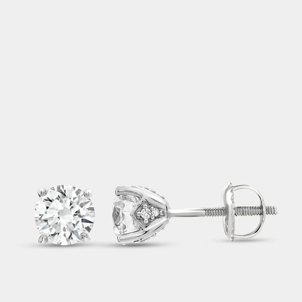 Gilded 1 and 1/2 Carat Lab-Grown Diamond Round-Shaped Stud Plus with a Side Hidden Halo