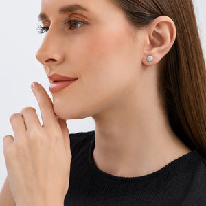 Gilded 2 Carat Lab-Grown Diamond Round-Shaped Stud Plus with a Round Halo