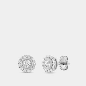 Gilded 2 Carat Lab-Grown Diamond Round-Shaped Stud Plus with a Round Halo