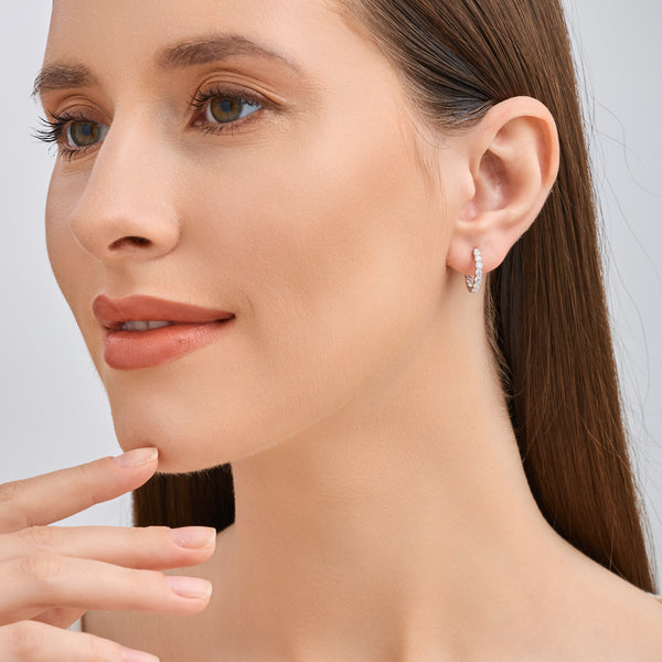 1 Carat Lab-Grown Diamond Round-Shaped Prong-Set Huggie Hoops — GILDED New York