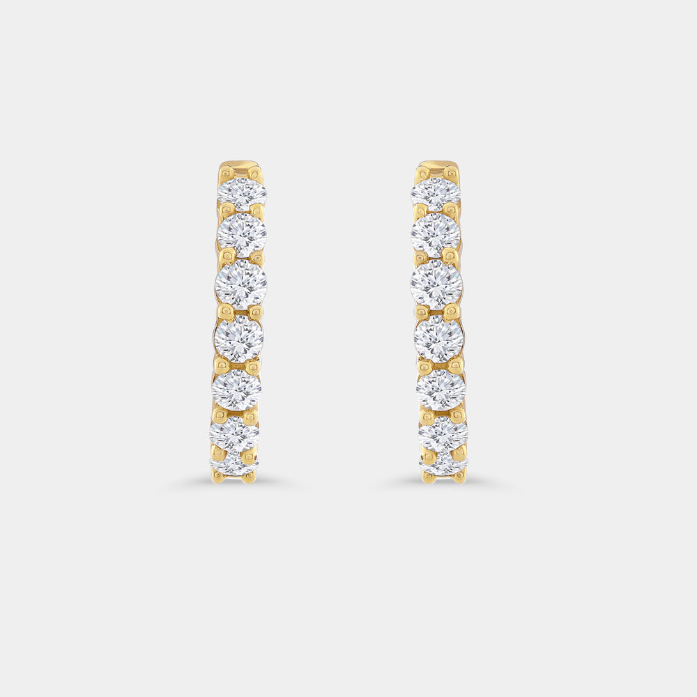 Gilded 1 Carat Lab-Grown Diamond Round-Shaped Prong-Set Huggie Hoops
