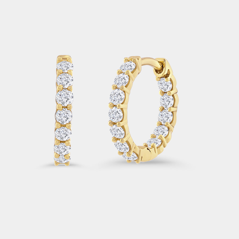 Gilded 1 Carat Lab-Grown Diamond Round-Shaped Prong-Set Huggie Hoops