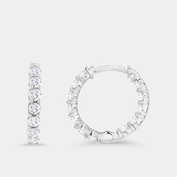 1 Carat Lab-Grown Diamond Round-Shaped Prong-Set Huggie Hoops — GILDED New York