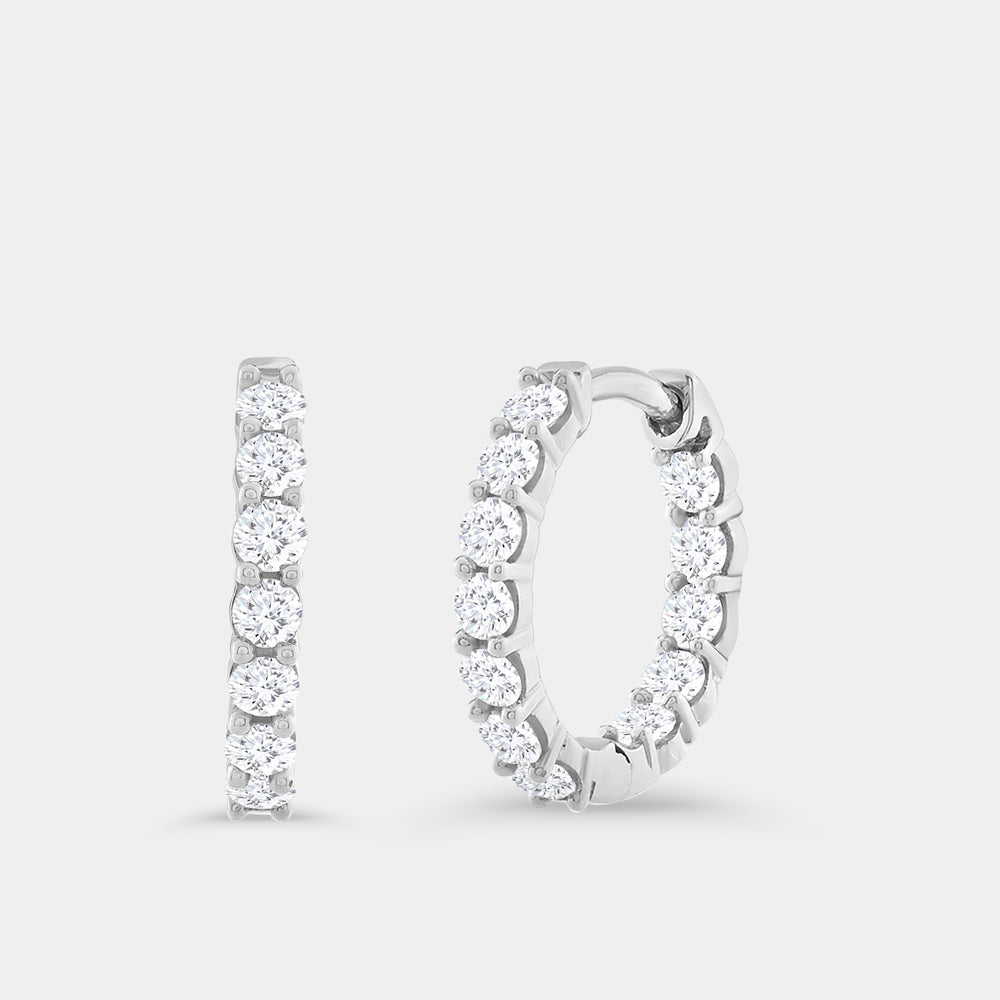 Gilded 1 Carat Lab-Grown Diamond Round-Shaped Prong-Set Huggie Hoops