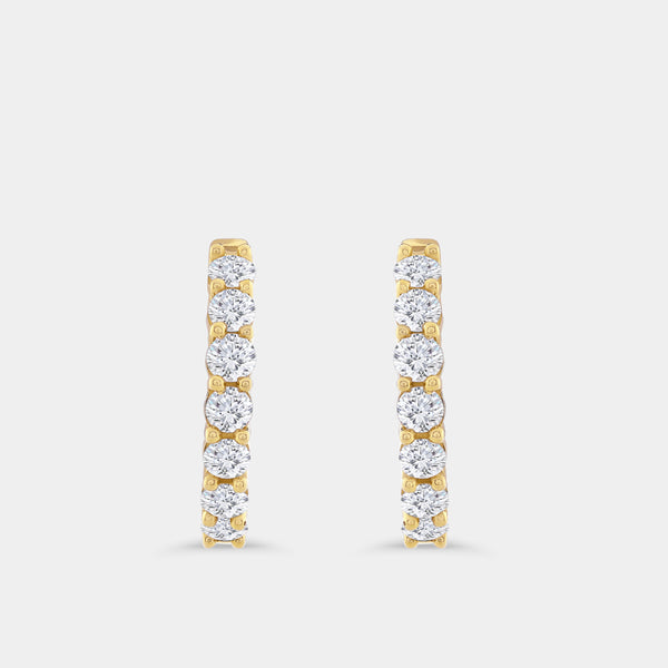 1 Carat Lab-Grown Diamond Round-Shaped Prong-Set Huggie Hoops — GILDED New York