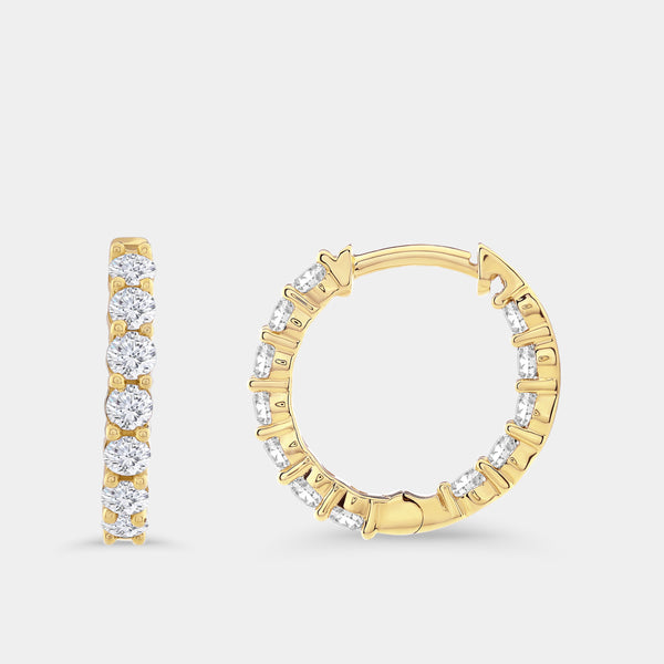 1 Carat Lab-Grown Diamond Round-Shaped Prong-Set Huggie Hoops — GILDED New York