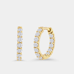 Gilded 1 Carat Lab-Grown Diamond Round-Shaped Prong-Set Huggie Hoops