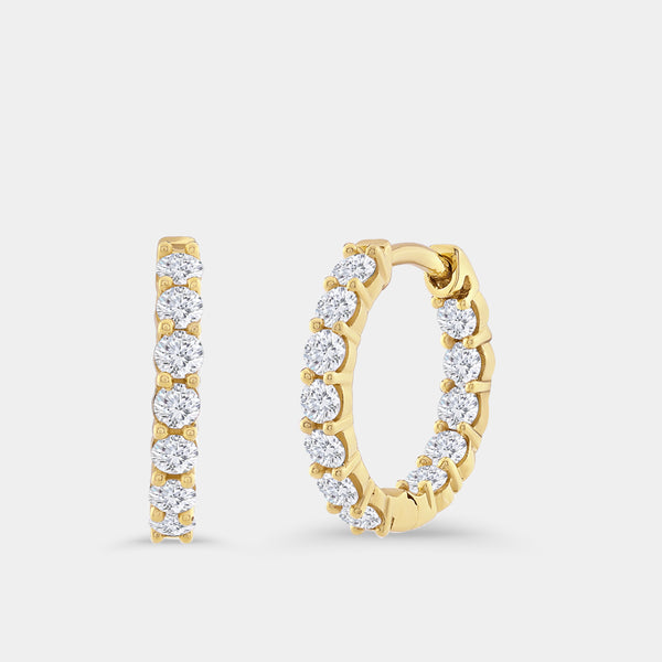 1 Carat Lab-Grown Diamond Round-Shaped Prong-Set Huggie Hoops — GILDED New York