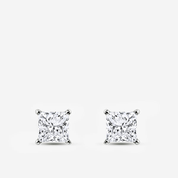 2 Carat Lab-Grown Diamond Princess-Cut Classic Solitaire Studs — GILDED New York