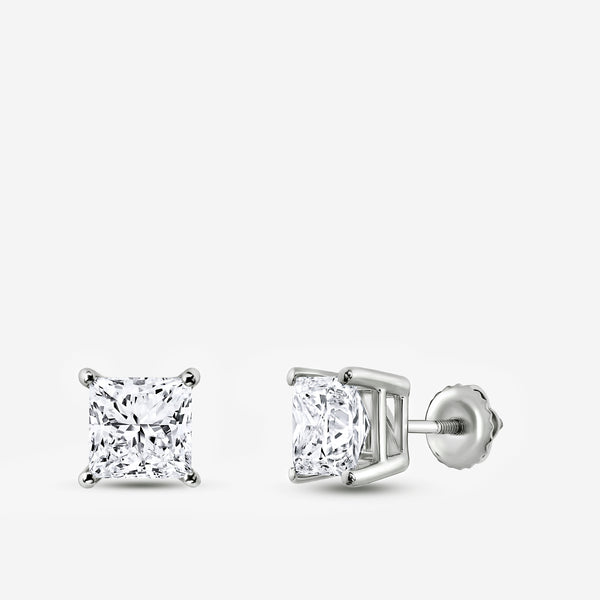 2 Carat Lab-Grown Diamond Princess-Cut Classic Solitaire Studs — GILDED New York