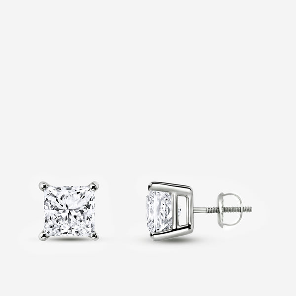 2 Carat Lab-Grown Diamond Princess-Cut Classic Solitaire Studs — GILDED New York