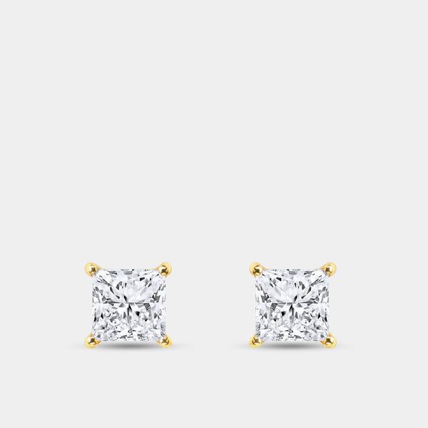 2 Carat Lab-Grown Diamond Princess-Cut Classic Solitaire Studs — GILDED New York