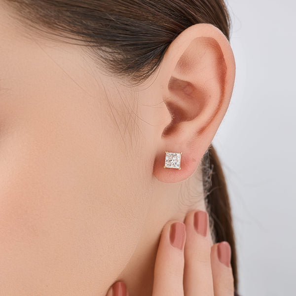3 Carat Lab-Grown Diamond Princess-Cut Classic Solitaire Studs — GILDED New York