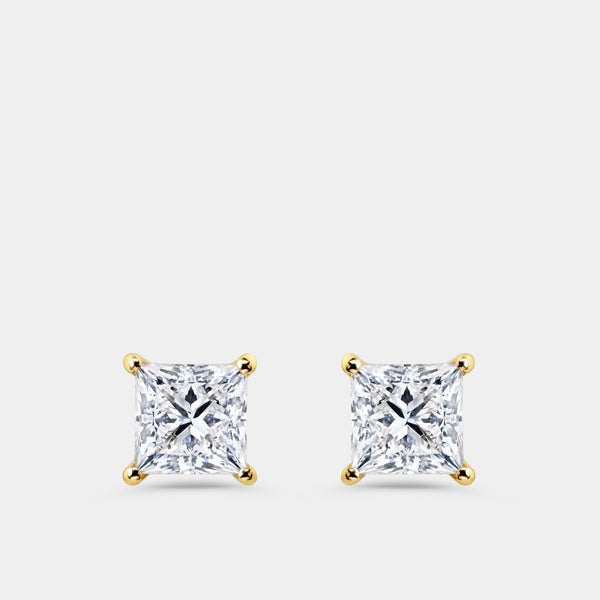 3 Carat Lab-Grown Diamond Princess-Cut Classic Solitaire Studs — GILDED New York