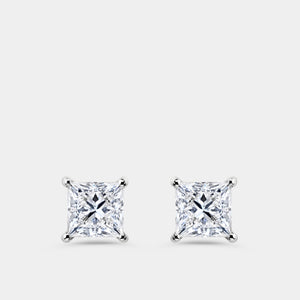 Gilded 3 Carat Lab-Grown Diamond Princess-Cut Classic Solitaire Studs