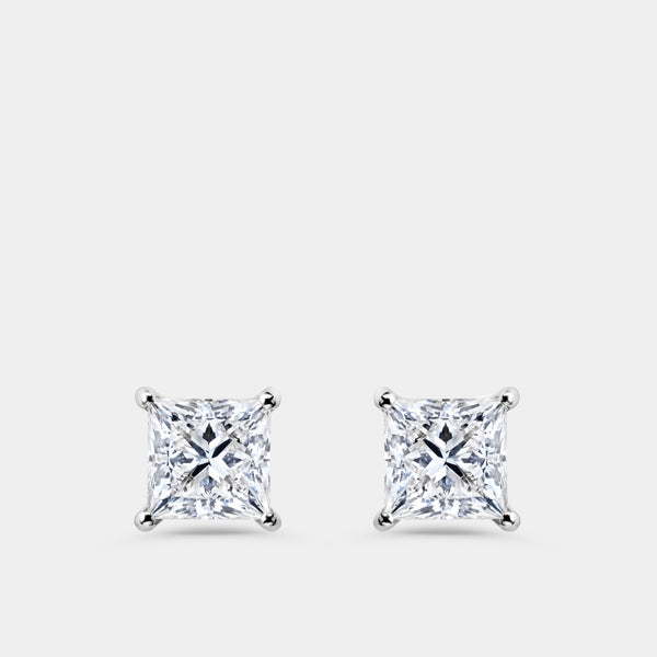3 Carat Lab-Grown Diamond Princess-Cut Classic Solitaire Studs — GILDED New York