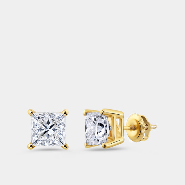 3 Carat Lab-Grown Diamond Princess-Cut Classic Solitaire Studs — GILDED New York