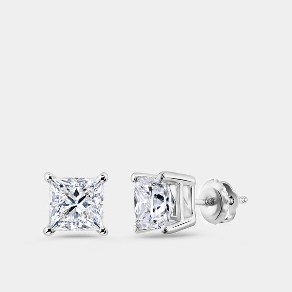 3 Carat Lab-Grown Diamond Princess-Cut Classic Solitaire Studs — GILDED New York