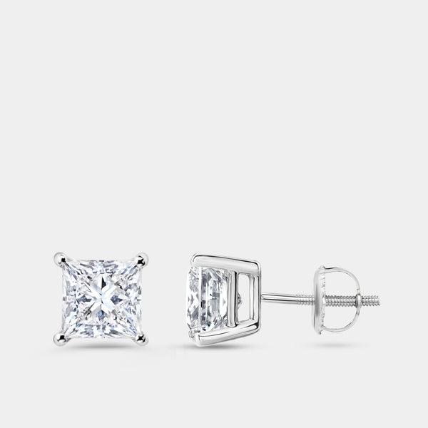 3 Carat Lab-Grown Diamond Princess-Cut Classic Solitaire Studs — GILDED New York