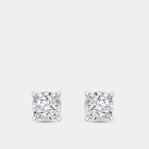 Gilded 1/10 Carat Lab-Grown Diamond Round-Shaped Solitaire Studs Set in an Illusion Plate