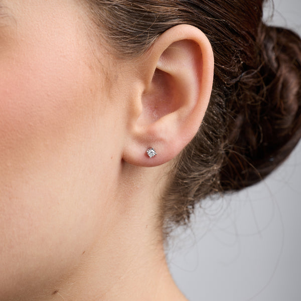 Gilded 1/10 Carat Lab-Grown Diamond Round-Shaped Solitaire Studs Set in an Illusion Plate
