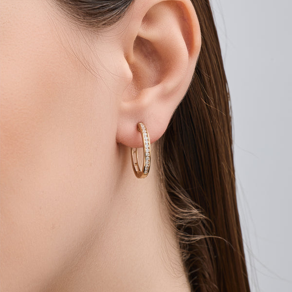 Gilded 3/8 Carat Lab-Grown Diamond Round-Shaped Channel-Set Hoops