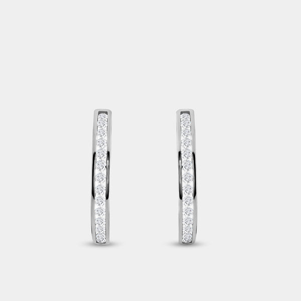3/4 Carat Lab-Grown Diamond Round-Shaped Channel-Set Hoops — GILDED New York